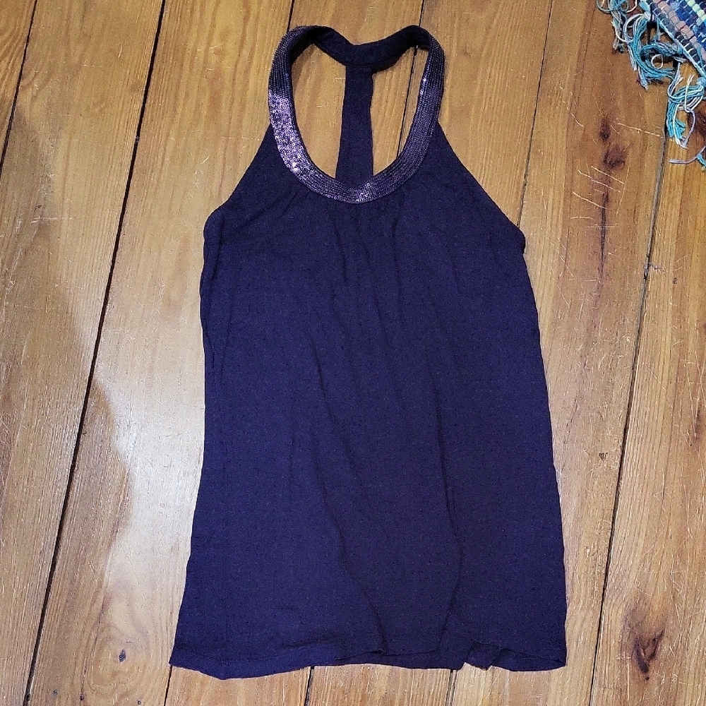 Purple Scoop Neck Sleeveless Tank Top